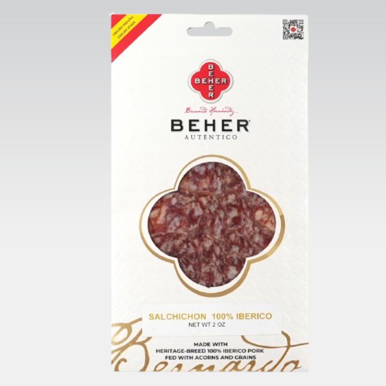 100% Ibérico Acorn-Fed Salchichón (Sausage) machine-cut sliced 2oz , Aged 120+ Days , Artisan Family Recipe, Only Natural Ingredients, Free-Range