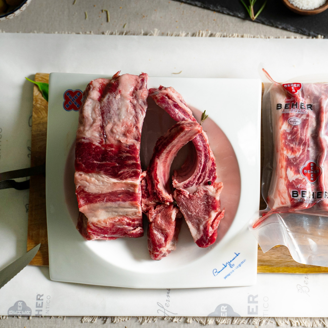 BBQ Combo: 100% Ibérico Carré/Ribeye rack, 100% Ibérico Pluma, 100% Ibérico Bacon