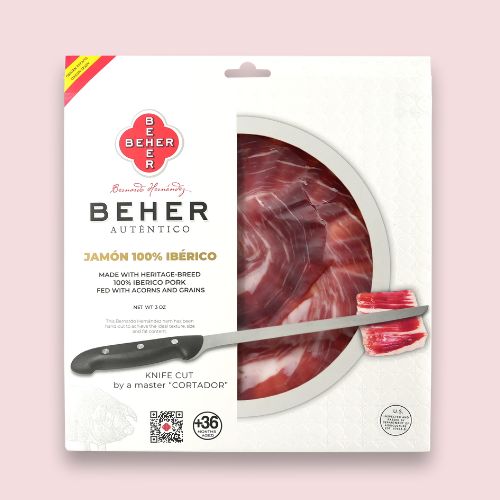 Hand Knife-Sliced Plate 100% Ibérico Ham (Jamón) – World’s Most Awarded, Naturally Cured in Mountains for 4 Years – Plate 3 oz