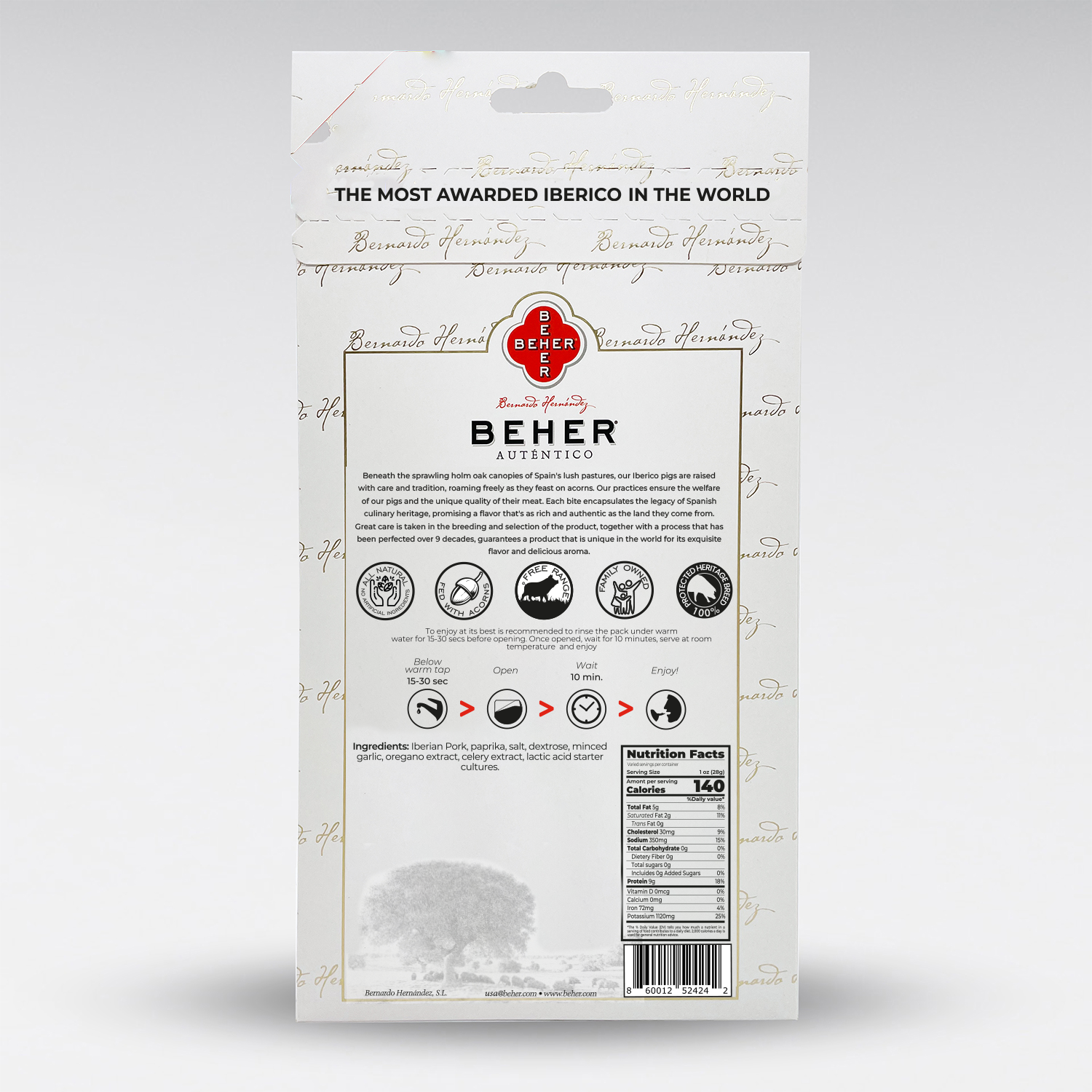 100% Iberico Lomo machine-cut sliced 2oz